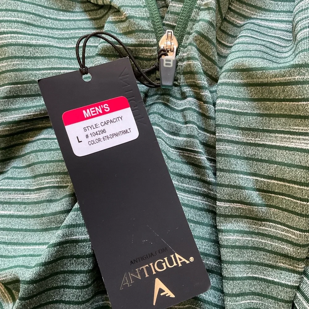 Antigua green space dye stripe 1/4 zip NWT sz Large